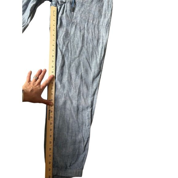 Athleta Retreat Linen Jogger Pants Chambray Blue Size 14 Tall - Picture 5 of 8